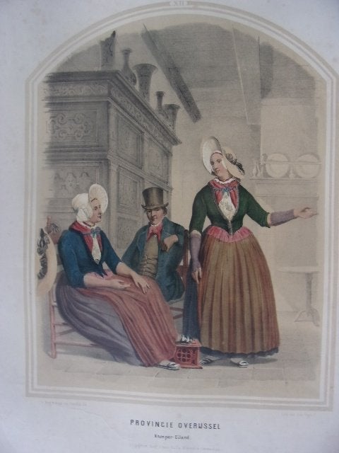 Klederdrachtprent Bing & Braet. XII. Overijssel Kampereiland, Origineel, 1800 - 1899, Portret, Ophalen of Verzenden