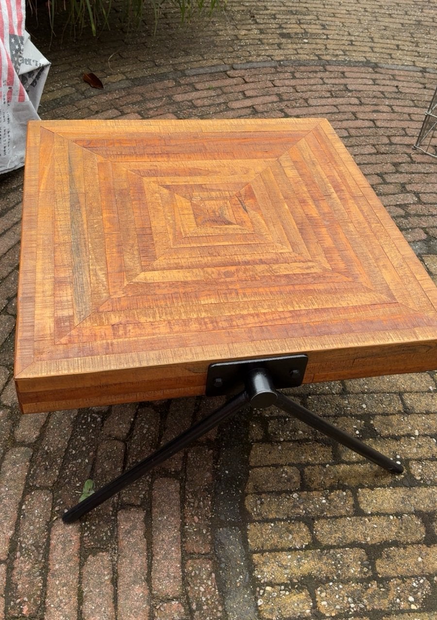 Moderne salontafel robuust hout, Ophalen, Gebruikt, 50 tot 100 cm, Vierkant