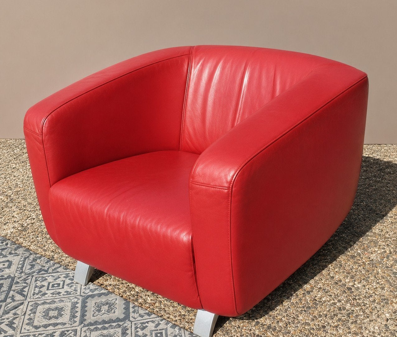 Originele Rolf Benz stoel - Rood leer, Gebruikt, Leer, Ophalen of Verzenden, Eén
