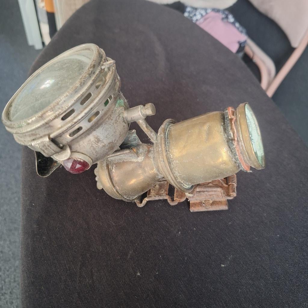 Vintage fietslamp - Antieke koperen fietsverlichting, Ophalen of Verzenden, Gebruikt, Overig, Voorlicht