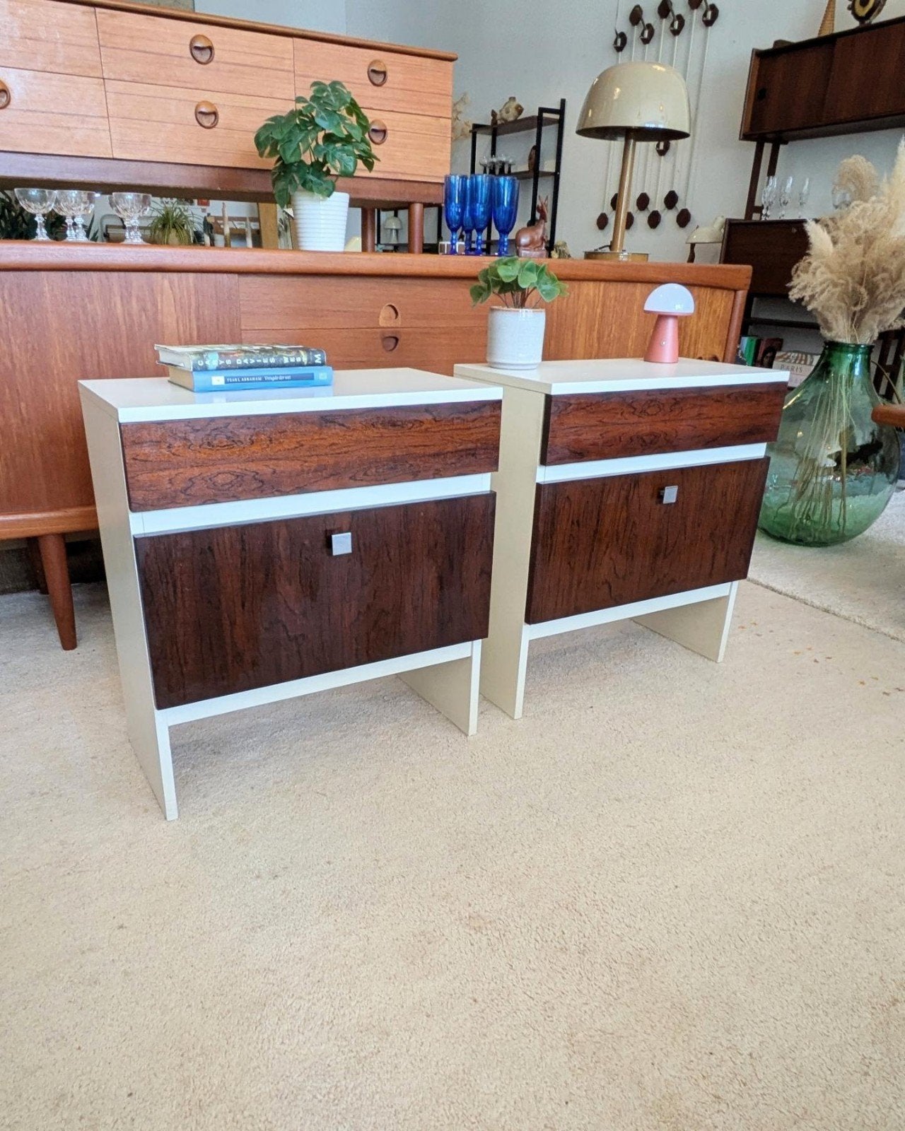 Vintage retro nachtkastjes, Ophalen, Minder dan 45 cm, ., .