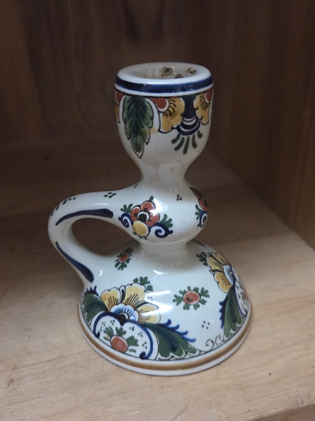 Royal Delft  Keramieken Kandelaar met Bloemenpatroon, Ophalen of Verzenden, Keramiek of Aardewerk
