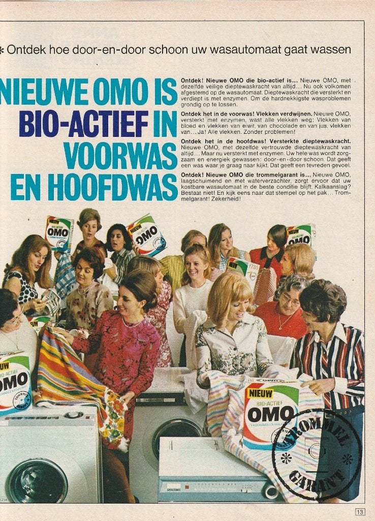 retro reclame 1969 Omo wasmiddel heel veel huisvrouwen, Verzenden, Overige typen