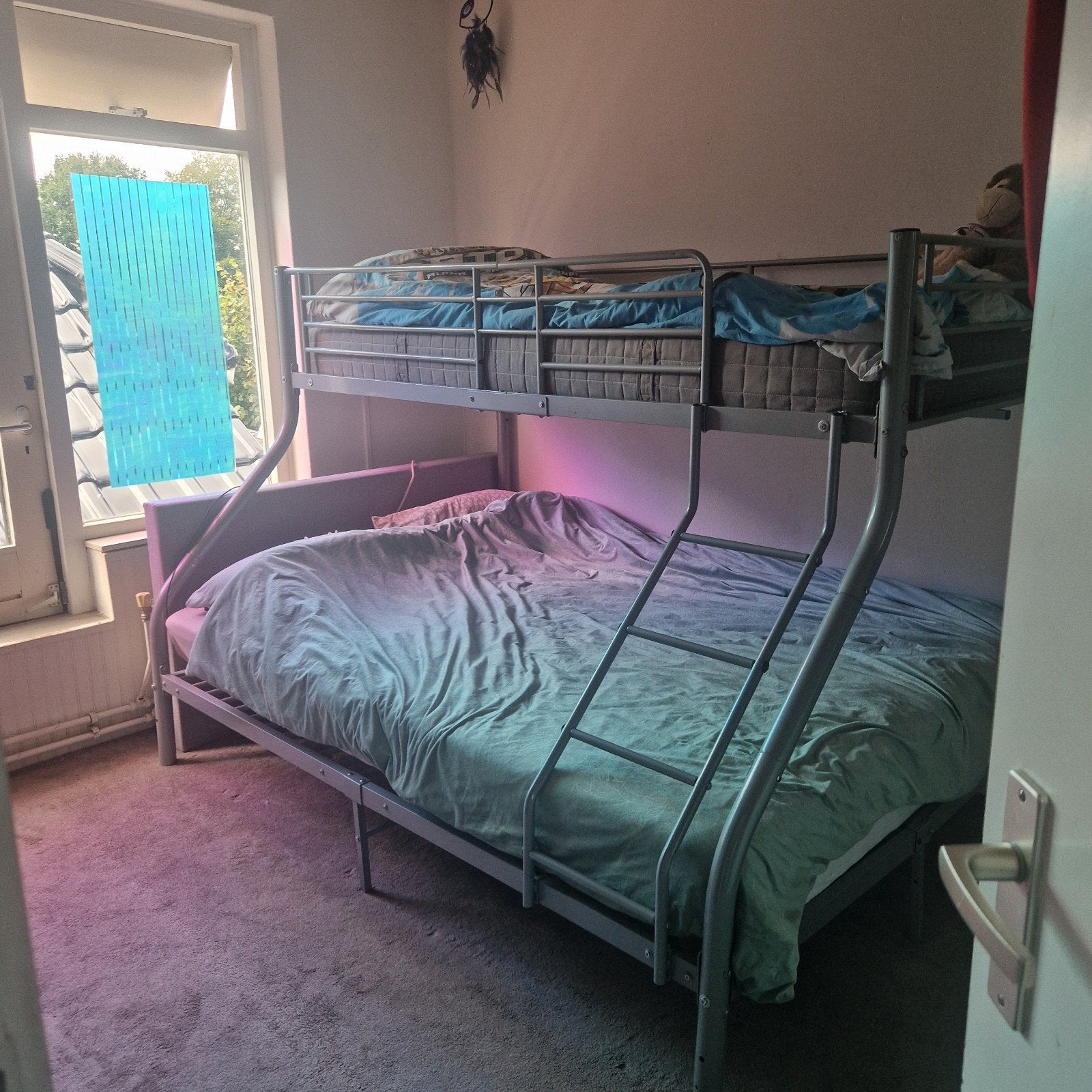 3-persoons stapelbed - 140x200 en 90x200, Ophalen, Gebruikt, Tweepersoons, 140 cm