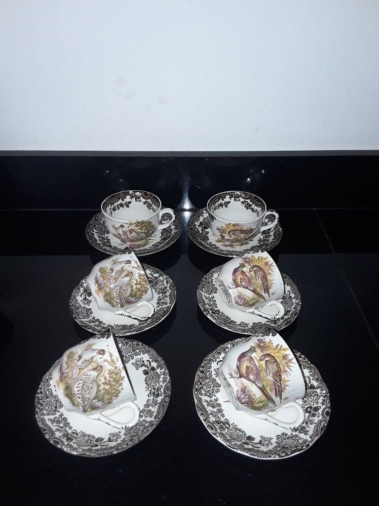 6 Royal Worcester palissy games jachtservies kop&schotels, Overige merken, Verzenden, Zo goed als nieuw, Overige stijlen