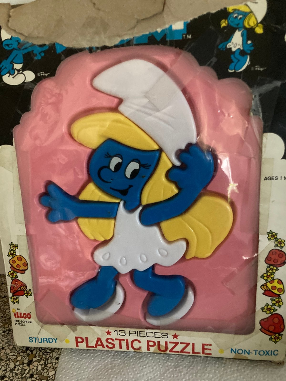 Oude puzzel smurfin, Verzamelen, Smurfen, Ophalen of Verzenden, Verschillende Smurfen, Overige typen