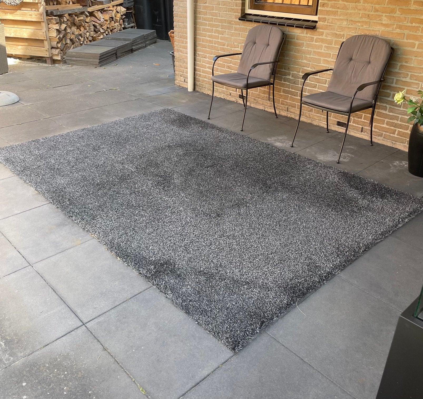 Buitenvloerkleed 3 x 2 m kleur antraciet voor overkapping, Ophalen, Gebruikt, Overige materialen