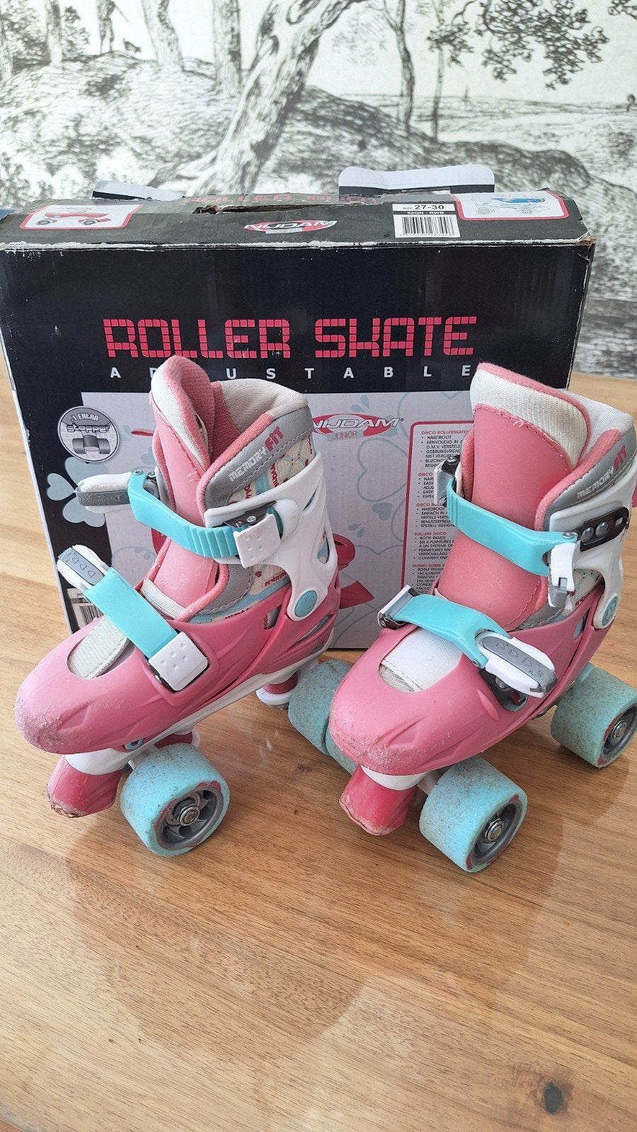 Nijdam Junior Roller Skates - Roze/Wit - Maat 27-30, Kinderen, Ophalen of Verzenden, Verstelbaar, Gebruikt