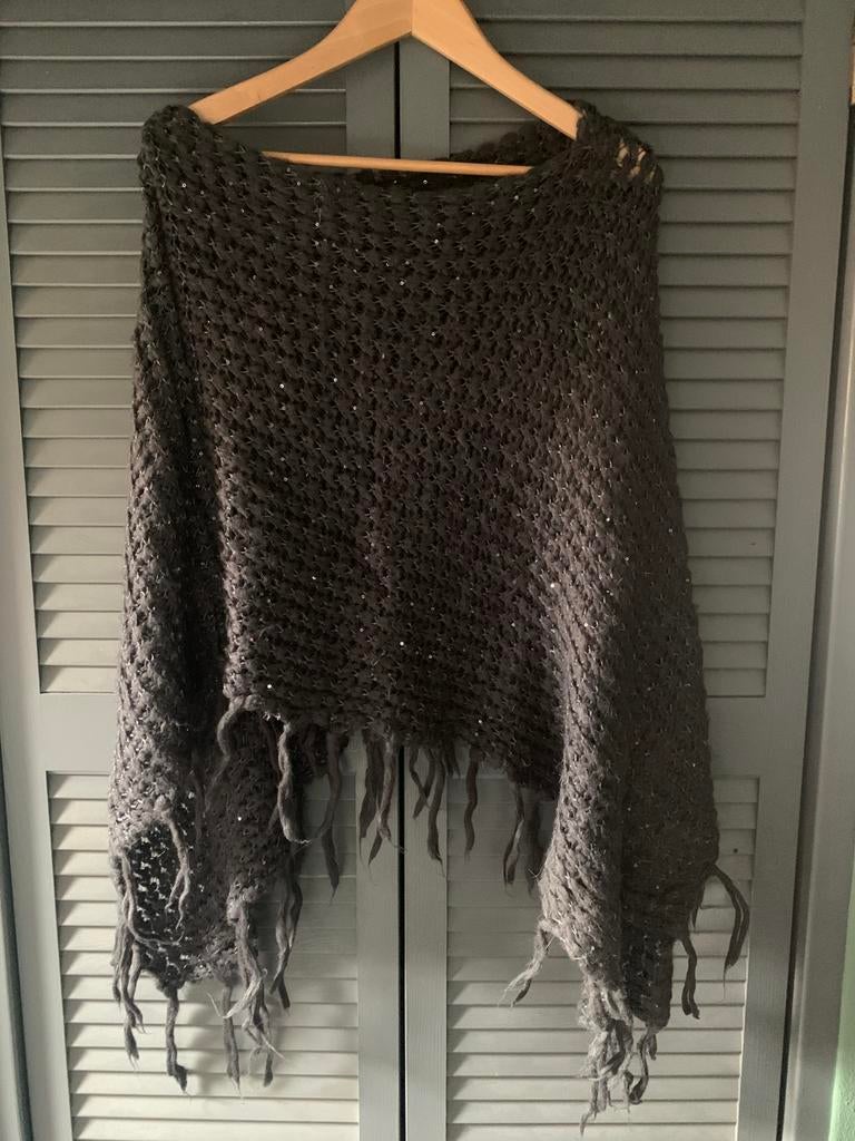 Poncho grijs/glitter, Ophalen of Verzenden, Gedragen, Sjaal