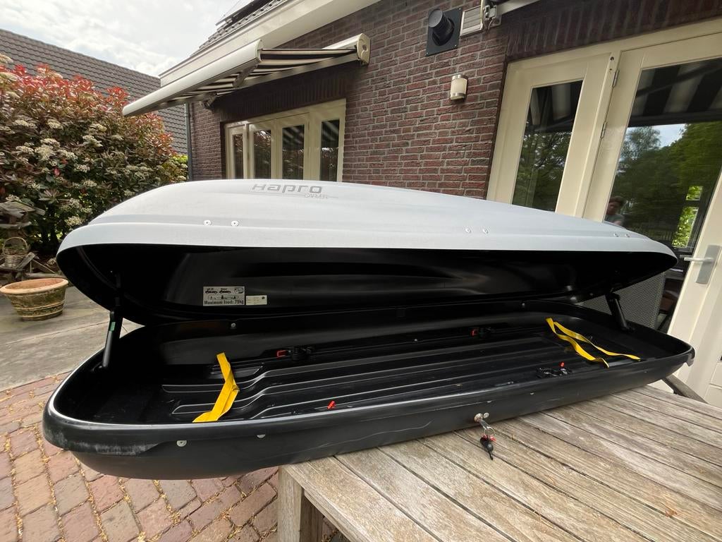 Hapro dakkoffer, compleet met dakdragers, inhoud max. 75kg, Auto diversen, Dakkoffers, Ophalen, Gebruikt