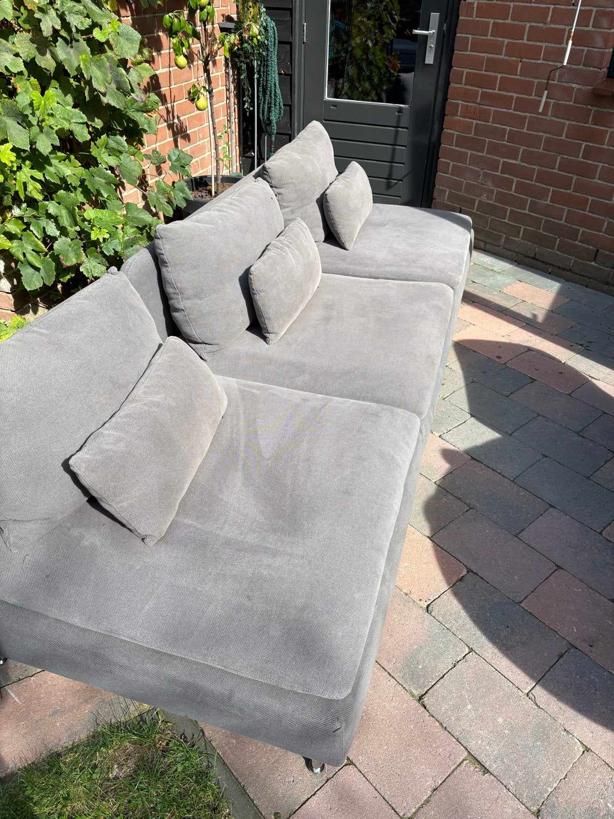 Ikea bank 2-delig grijs 4 zits - hoezen vervangbaar, Ophalen, Gebruikt, 150 tot 200 cm, Driepersoons