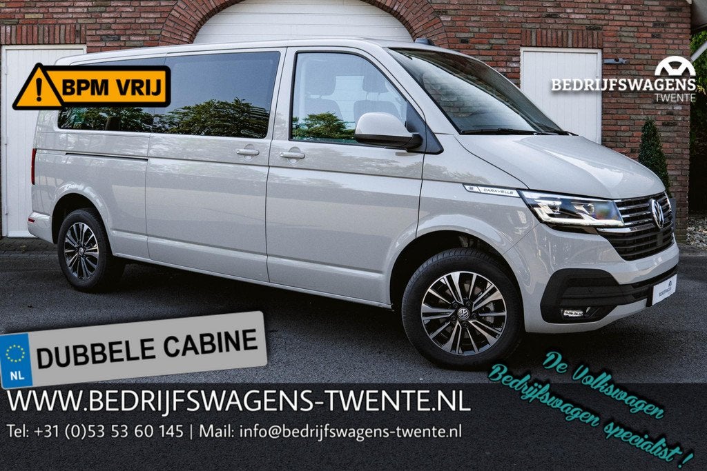 Volkswagen Transporter T6.1 150PK DSG CARAVELLE DUB/CAB LED, Stof, Gebruikt, 4 cilinders, Volkswagen