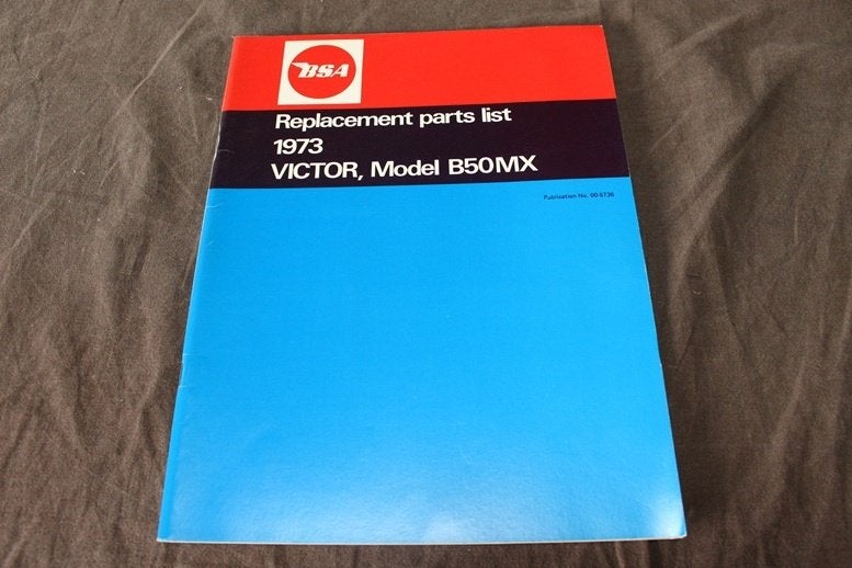 BSA B50MX Victor 1973 motorcycle parts list cross enduro, Motoren, Handleidingen en Instructieboekjes, Ophalen of Verzenden, Overige merken