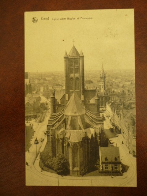 Ansichtkaart Gent - Eglise Saint-Nicolas et Panorama, Verzamelen, Ophalen of Verzenden, 1920 tot 1940, Gelopen, West-Vlaanderen