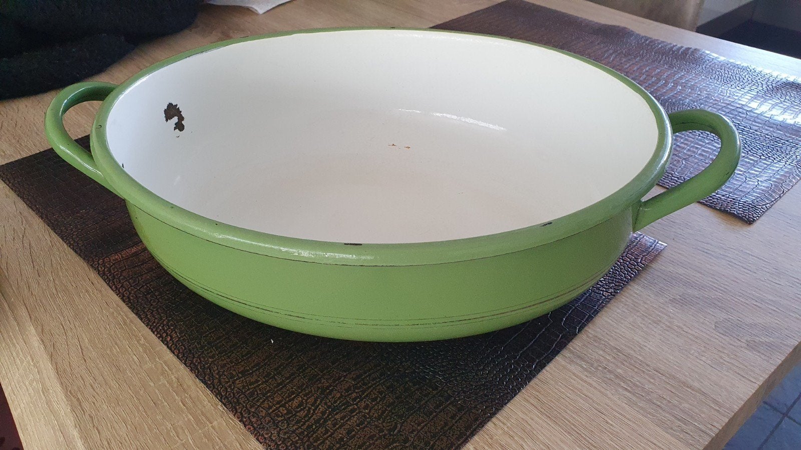 Vintage Groene Emaille Ovenschaal/Braadslee afwasteiltje, Ophalen of Verzenden