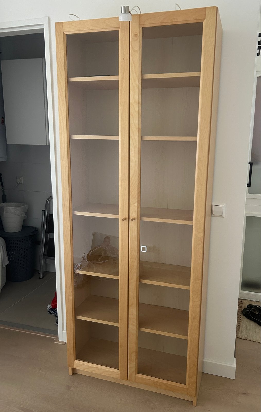 IKEA BILLY / OXBERG Boekenkast met glazen deuren, Ophalen, Gebruikt, 200 cm of meer, Eikenhout