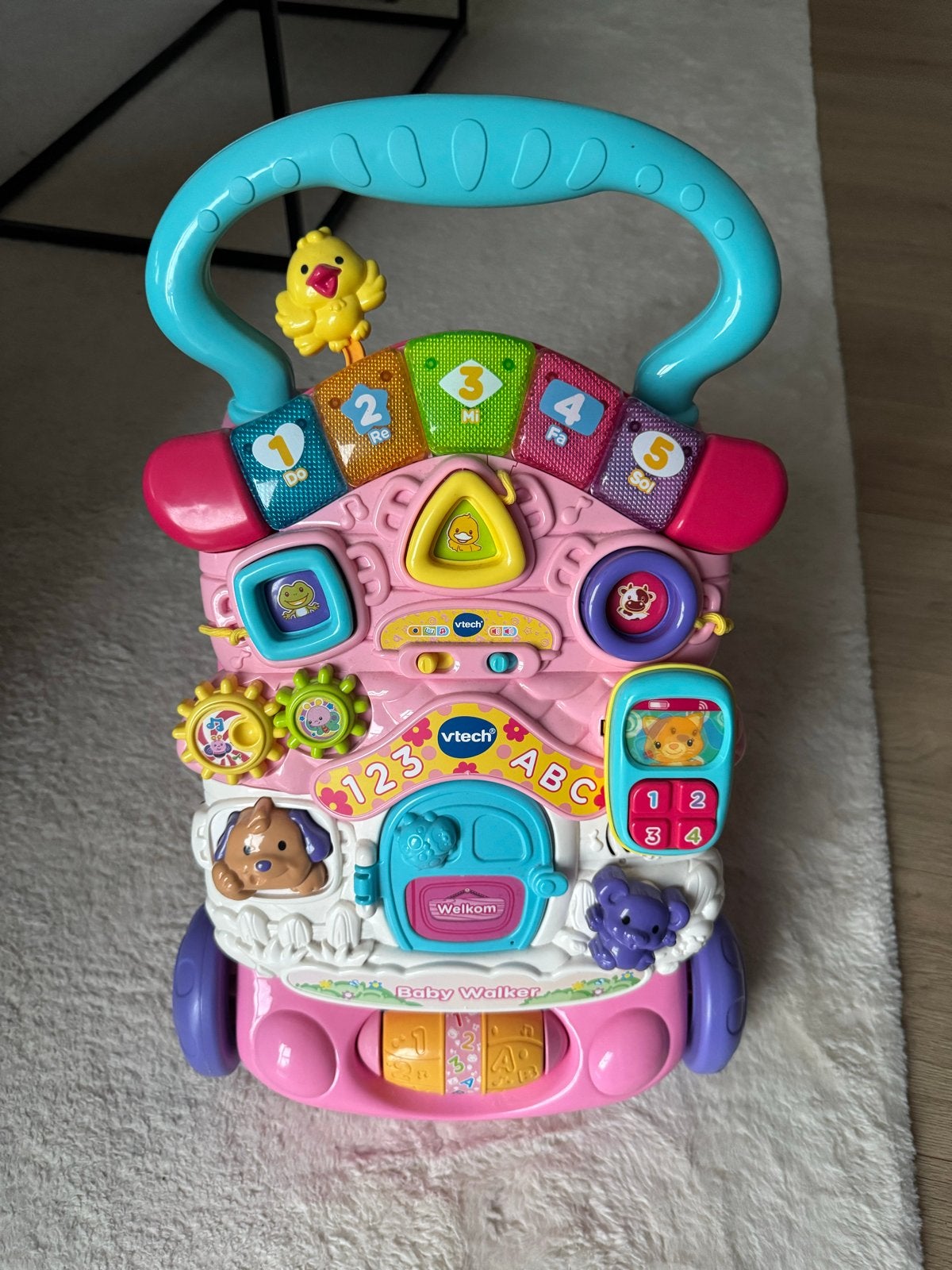 Vtech roze loopwagen met geluid, Kinderen en Baby's, Speelgoed | Vtech, Zo goed als nieuw, 6 maanden tot 2 jaar, Ophalen