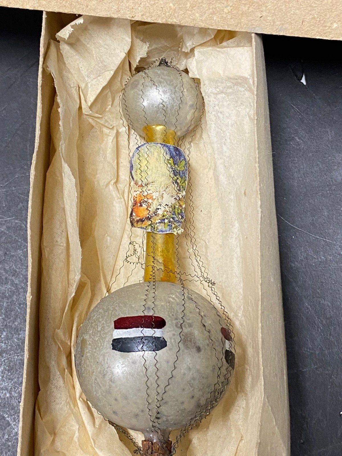 ca 1920 kerstbal glas draad zeldzaam, Verzenden