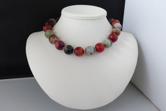 AGAAT (18 mm) ketting/oorhanger-set, Sieraden, Tassen en Uiterlijk, Kettingen, Ophalen of Verzenden, Nieuw, Zilver, Verstelbaar