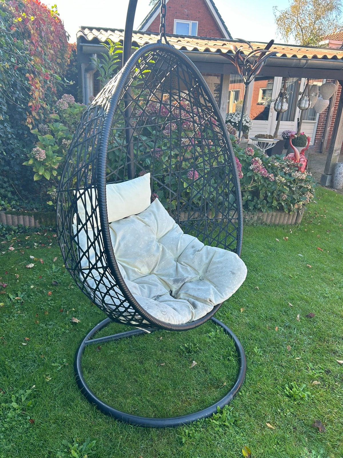 Egg chair ei stoel zwart hangstoel xenos, Tuin en Terras, Ophalen, Gebruikt, Wicker