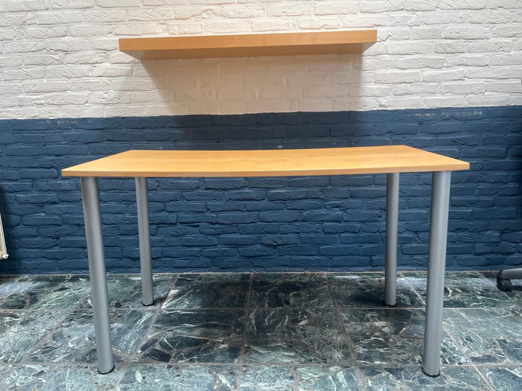 Tafel met muurplank - B60 L120 H72, Ophalen, Gebruikt, 100 tot 150 cm, Tot twee personen