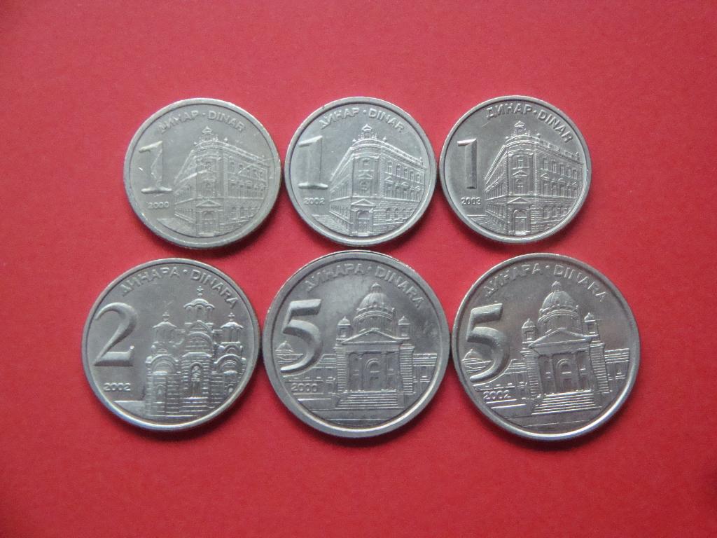 Joegoslavië setje munten 1, 2 en 5 Dinar 2000 / 2003., Verzenden, Joegoslavië, Setje