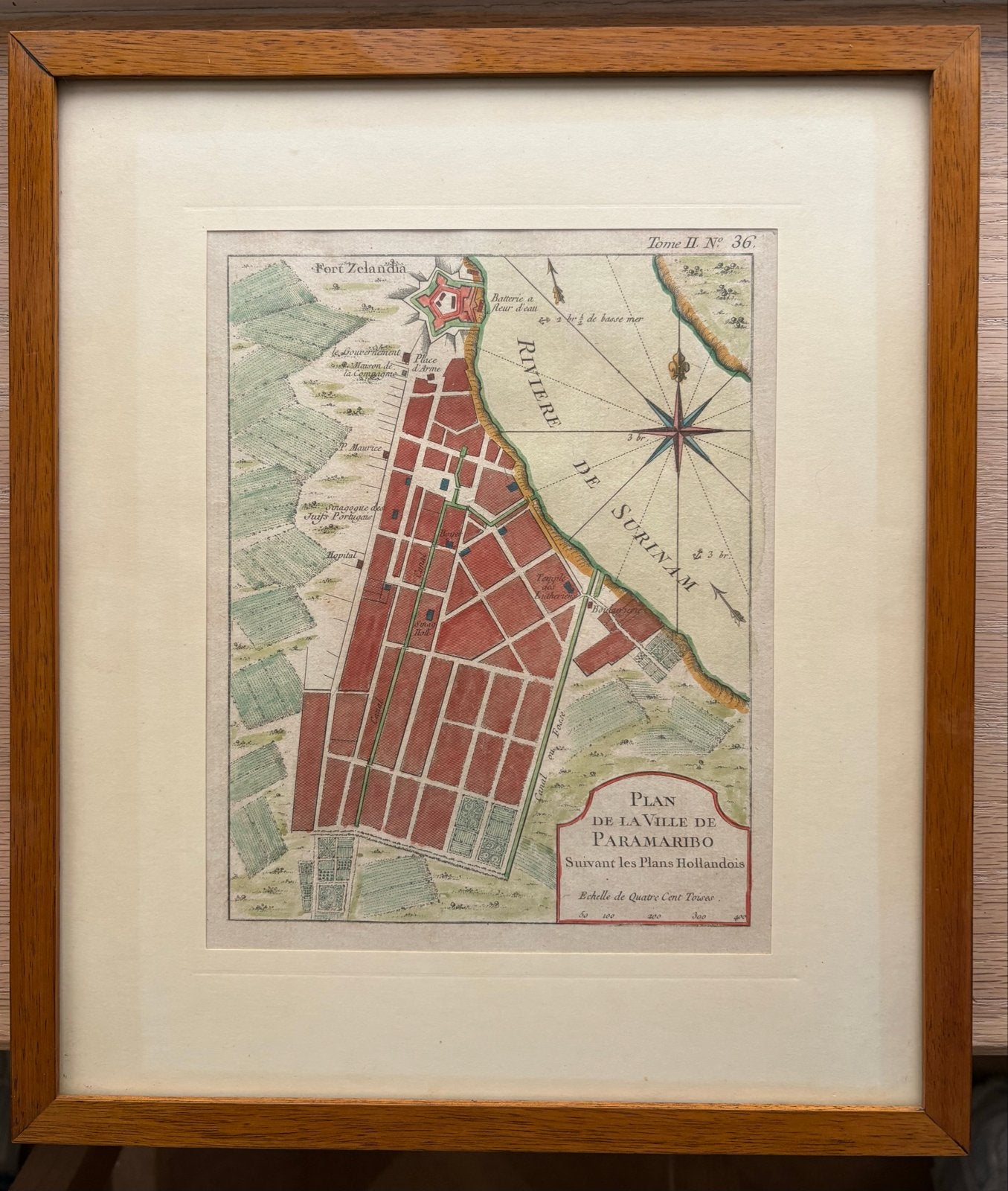 Antieke kaart Paramaribo - Plan de la Ville de Paramaribo, Overige gebieden, Voor 1800, Ophalen of Verzenden, Landkaart