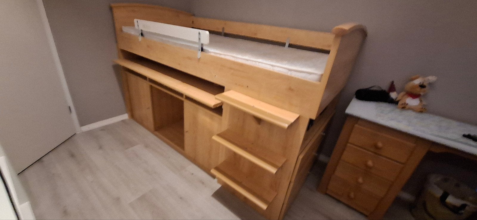 Gautier halfhoogslaper met bureau en opbergruimte, Huis en Inrichting, Ophalen, Gebruikt, 90 cm, Eenpersoons