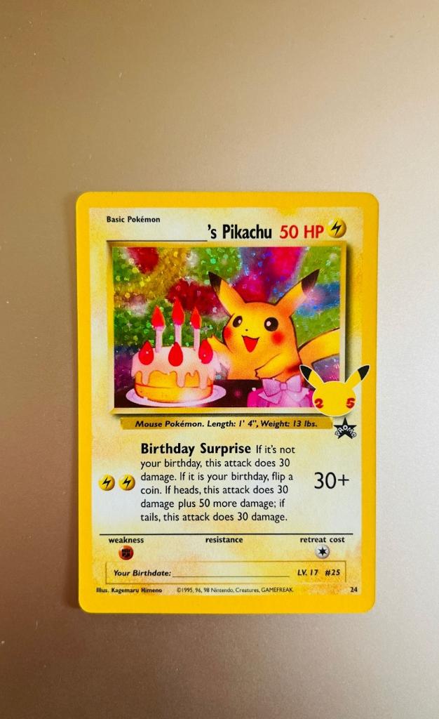Birthday's Pikachu 24 Holo 25th Anniversary Celebrations, Verzenden, Zo goed als nieuw, Losse kaart, Foil