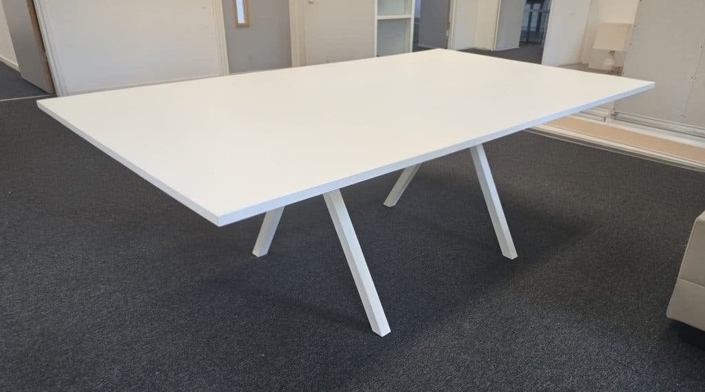 Vergadertafel wit 220x120 cm designpoot, Ophalen of Verzenden, Zo goed als nieuw