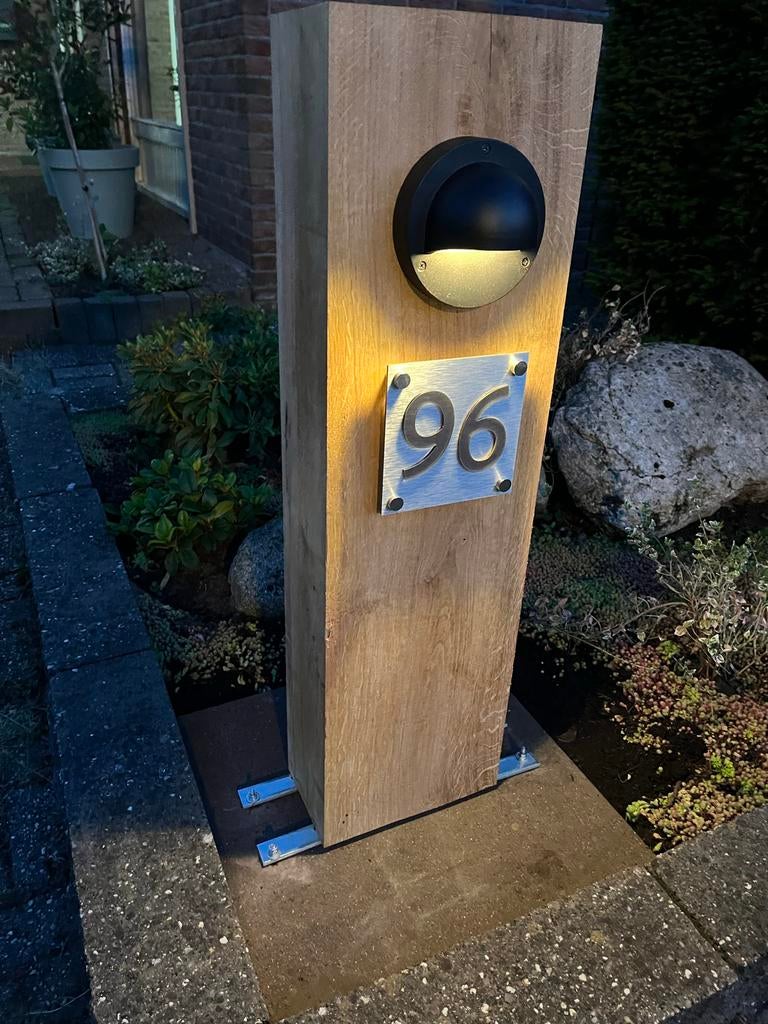 Eiken tuinlamp, Tuin en Terras, Buitenverlichting, Nieuw, Staande lamp, Hout, Netvoeding, Ophalen of Verzenden