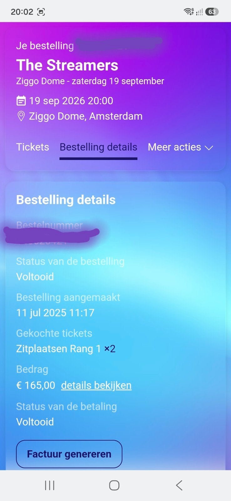2 Zitplaatsen 1e rang Streamers zaterdagavond 19-09, Twee personen, September