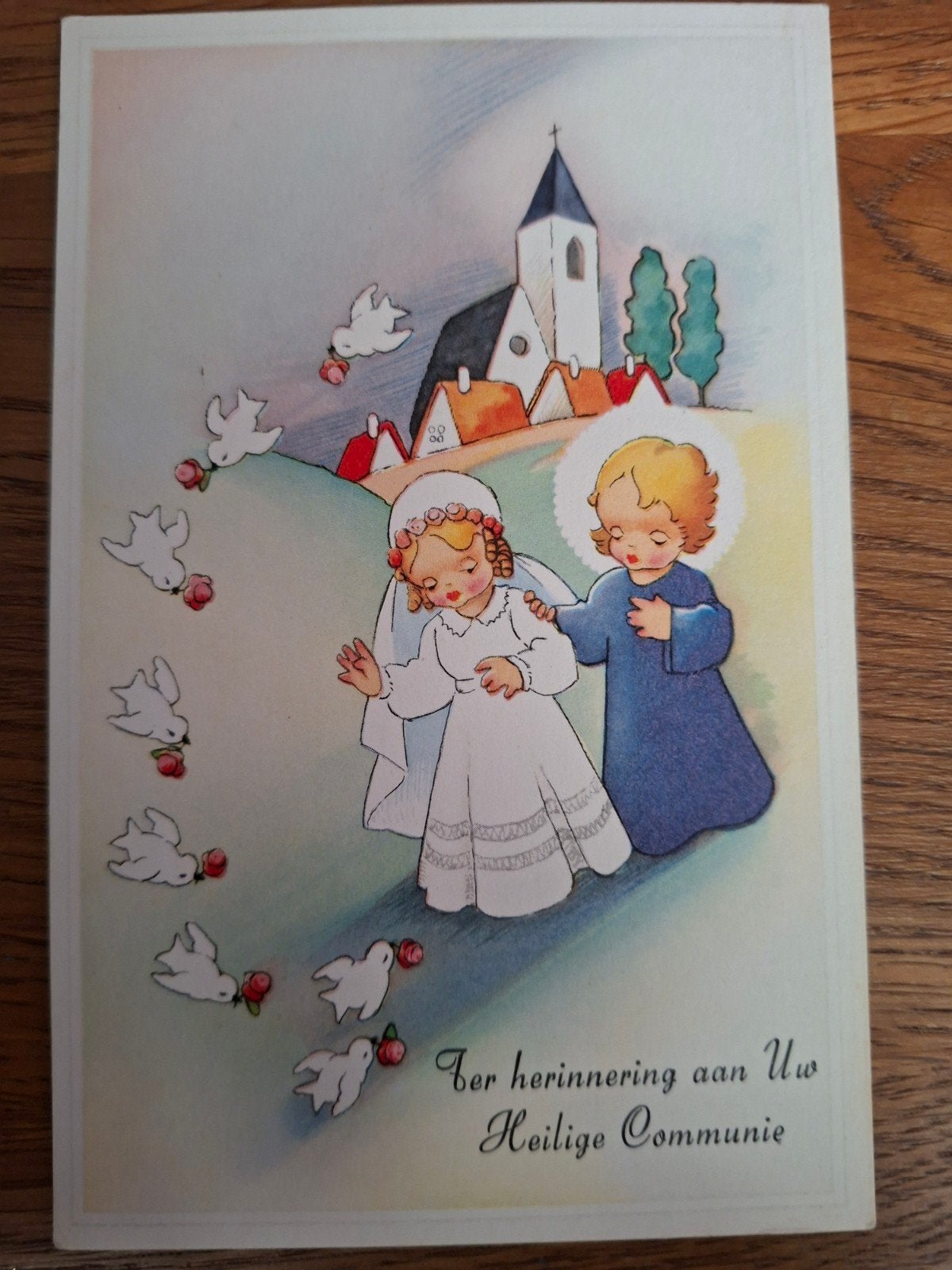 Vintage Communiekaart: Herinnering aan Heilige Communie, Ophalen of Verzenden