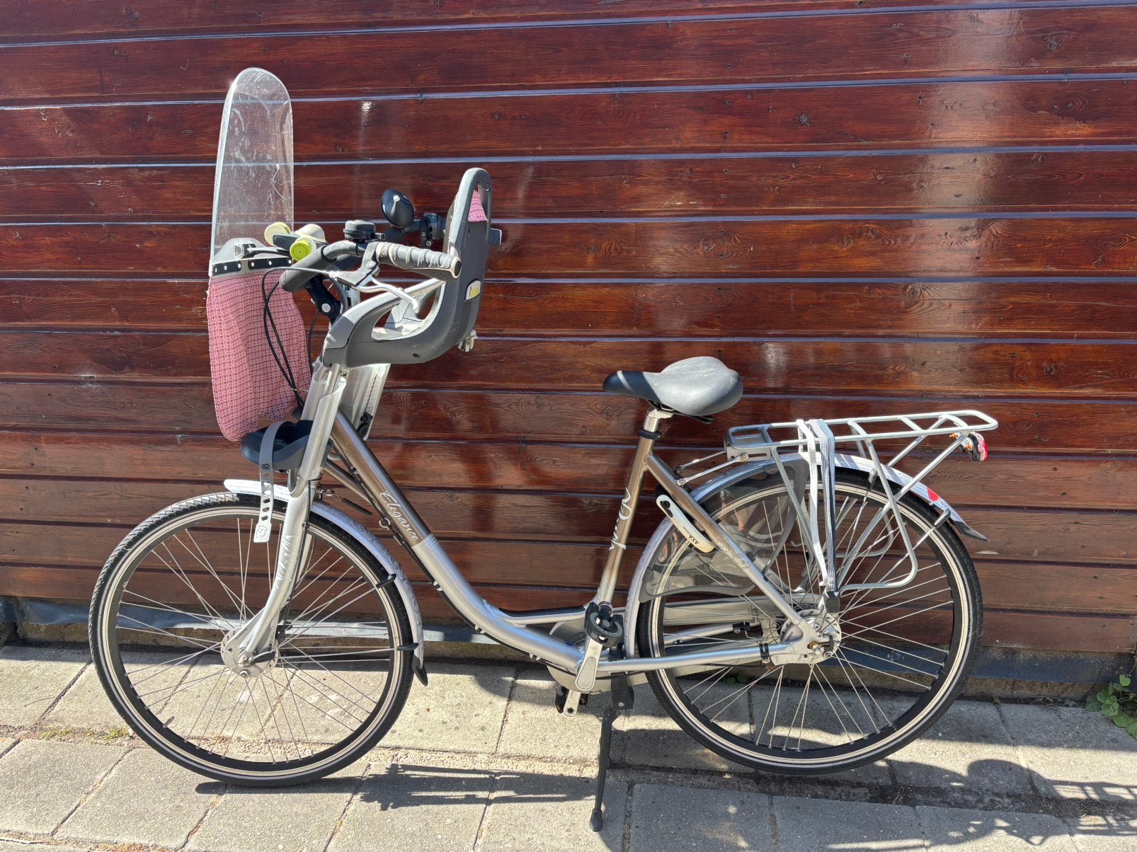 Puch moederfiets met kinderzitje + windscherm, Fietsen en Brommers, Fietsen | Dames | Moederfietsen, Gebruikt, Windscherm, 1 zitje