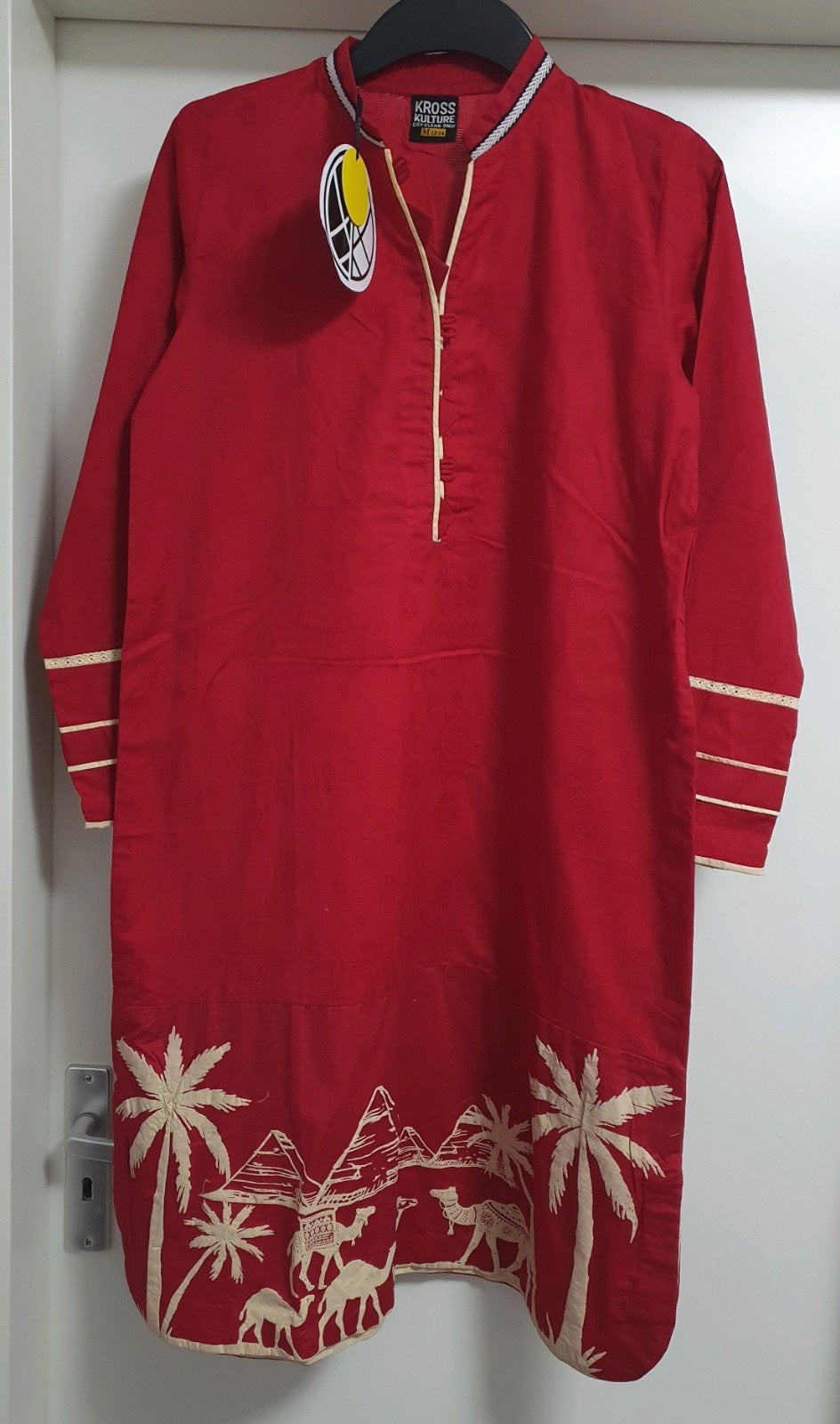 Kross Kulture Rode Tuniek met Egyptische details nieuw Mat M, Kleding | Dames, Maat 38/40 (M), Nieuw, Ophalen of Verzenden, Kross Kulture