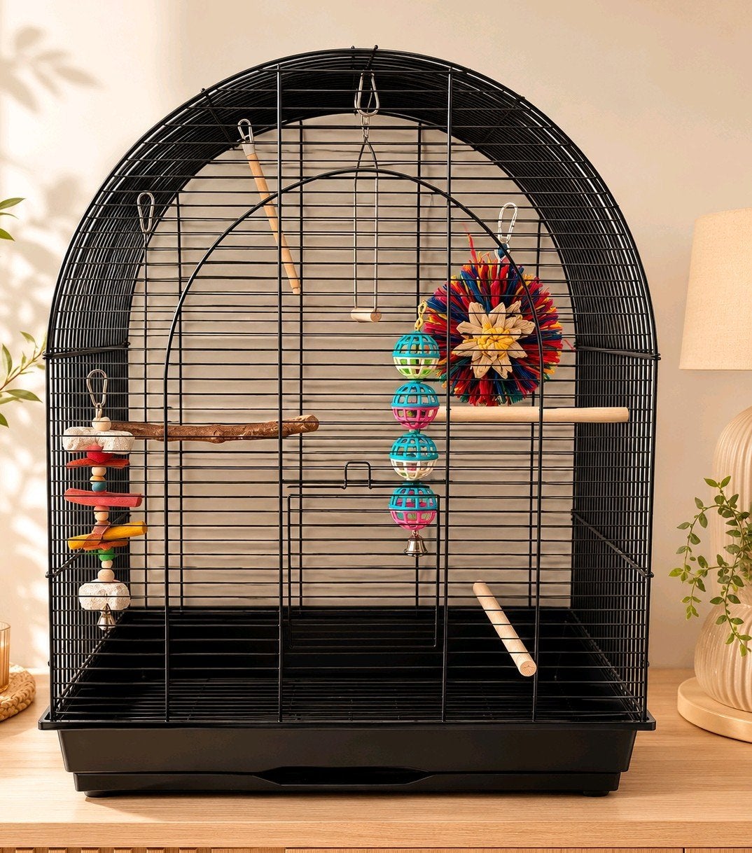 Vogelkooi met toebehoren, Dieren en Toebehoren, Vogels | Hokken en Kooien, Ophalen, Gebruikt, Metaal, Vogelkooi