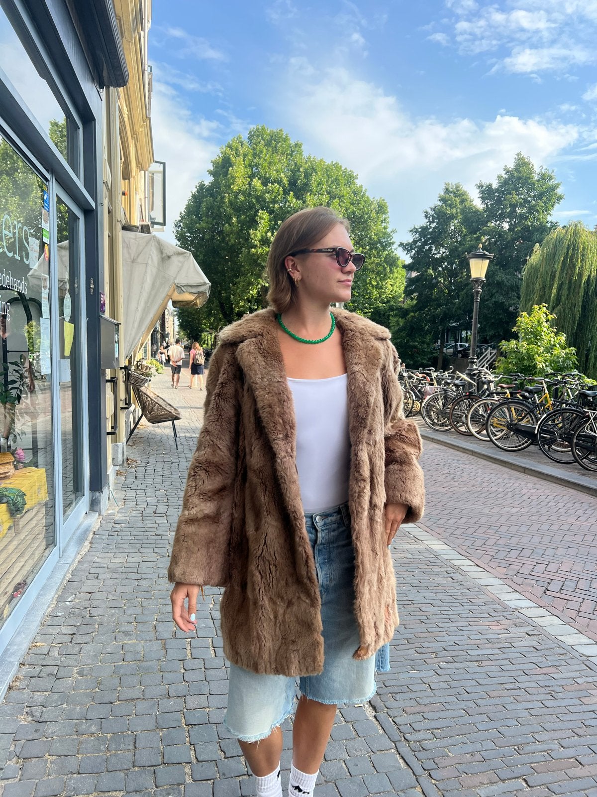 Echte bontjas, maat L - Bennekers Deventer, Kleding | Dames, Jassen | Winter, Ophalen of Verzenden, Gedragen, Maat 42/44 (L), Bruin
