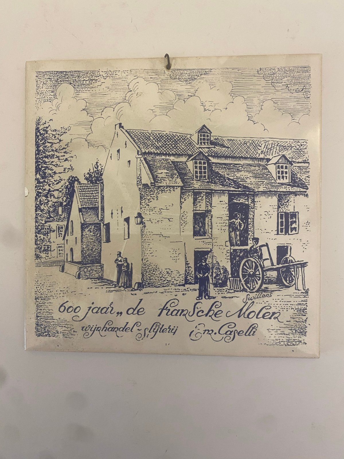 Tegel 600 jaar 'de Fransche Molen' Swillens Valkenburg, Ophalen of Verzenden
