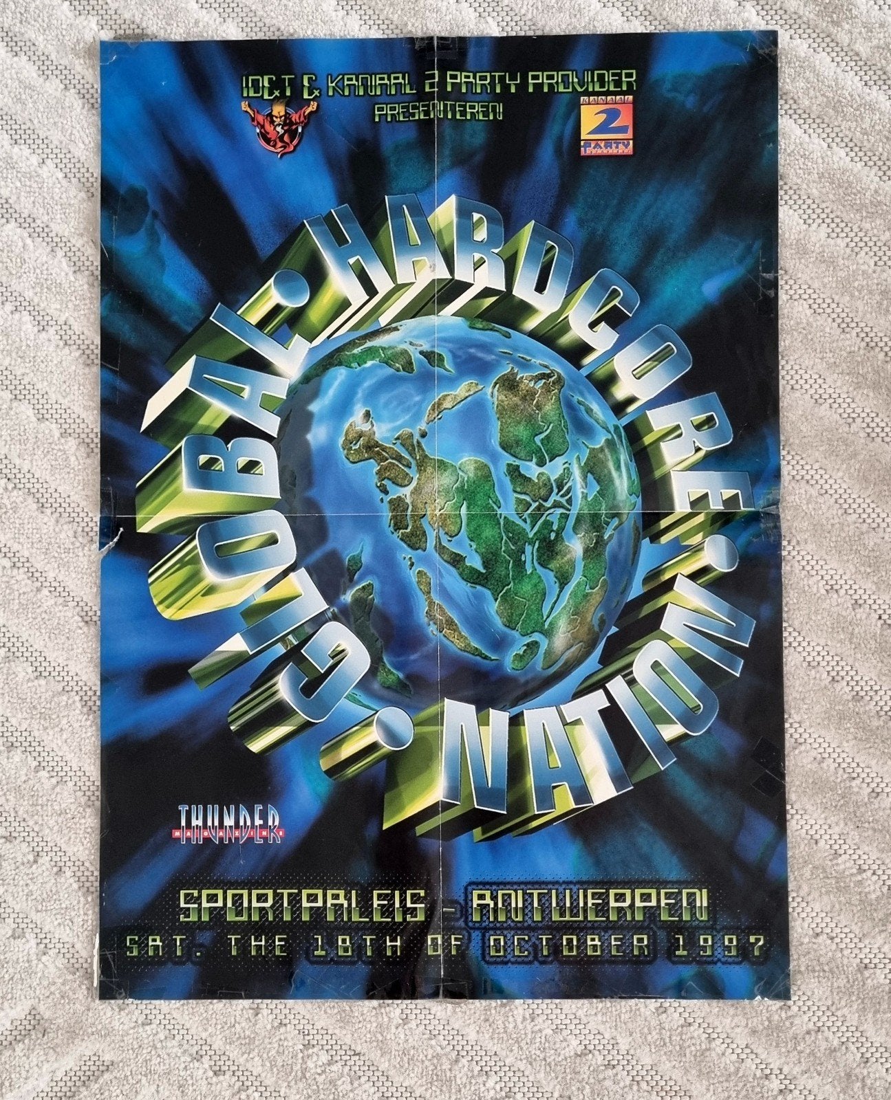 Poster Global Hardcore Nation 1997, Verzamelen, Ophalen of Verzenden, A1 t/m A3, Muziek, Rechthoekig Staand