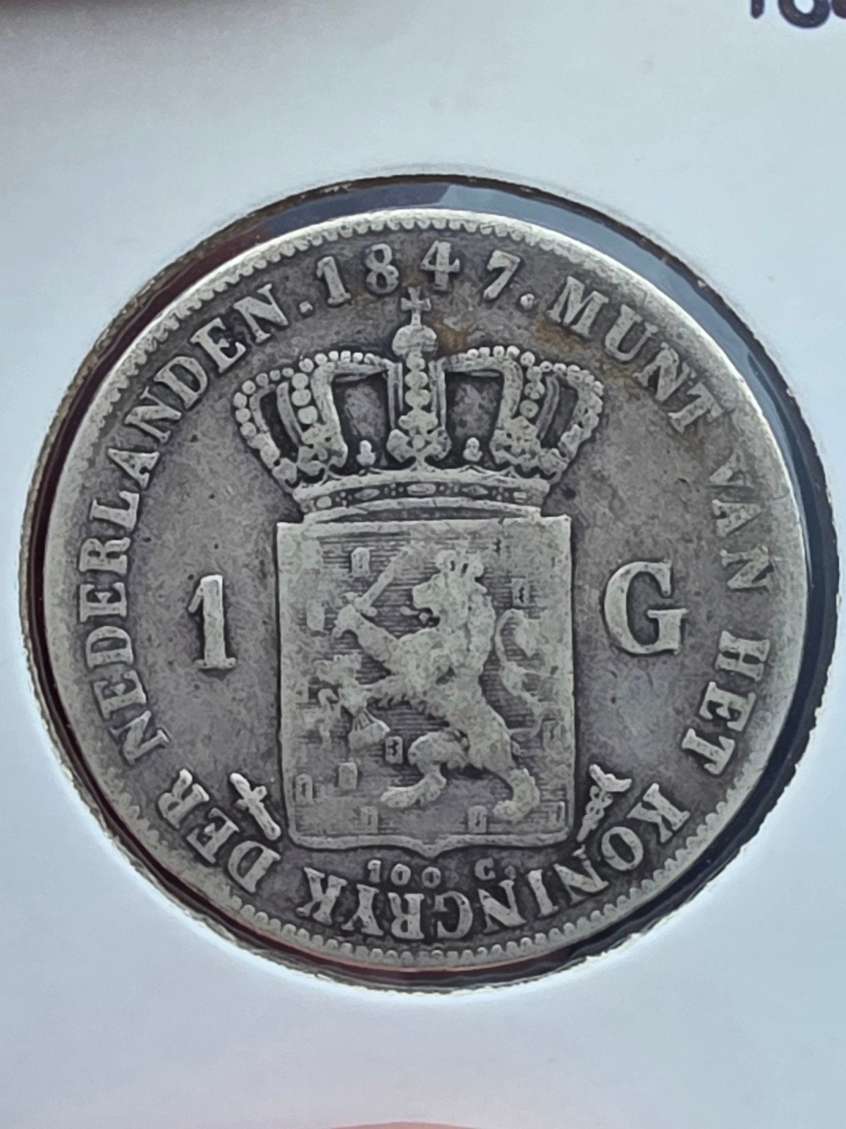 Zilveren 1 Gulden Willem II 1847, 1 gulden, Zilver, Ophalen of Verzenden, Losse munt
