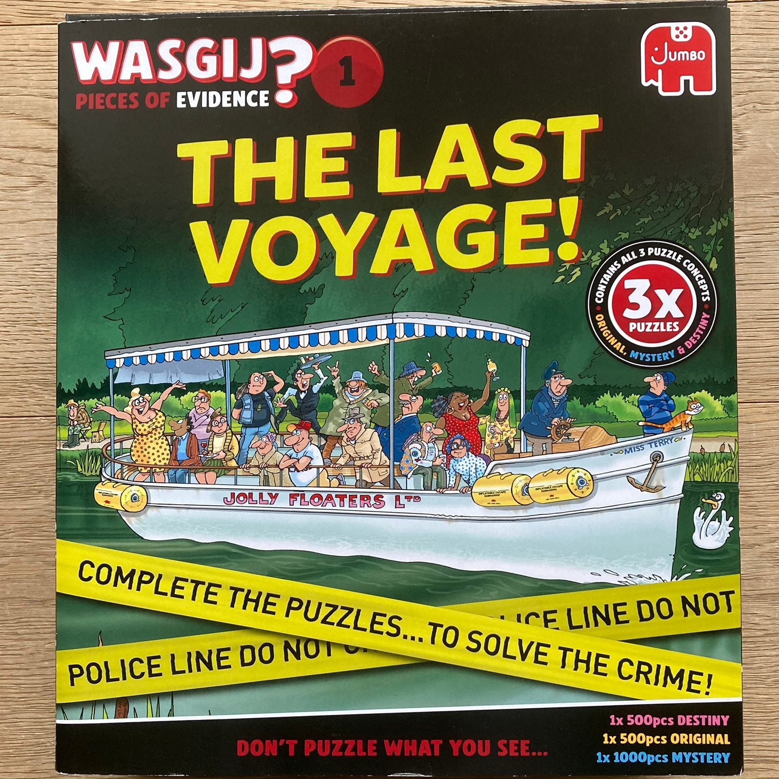 Wasgij Pieces of Evidence 1, 3 puzzels, Ophalen, 500 t/m 1500 stukjes, Zo goed als nieuw