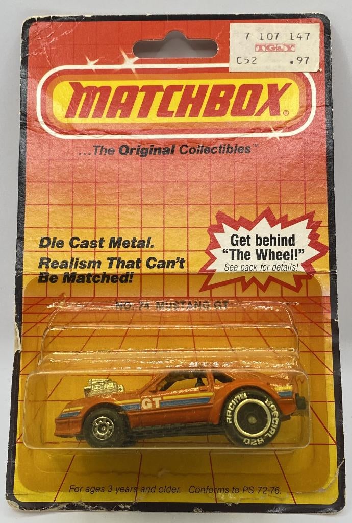 Matchbox 74H-1 Ford Mustang GT dragster, oranje, Ophalen of Verzenden, Zo goed als nieuw, Auto