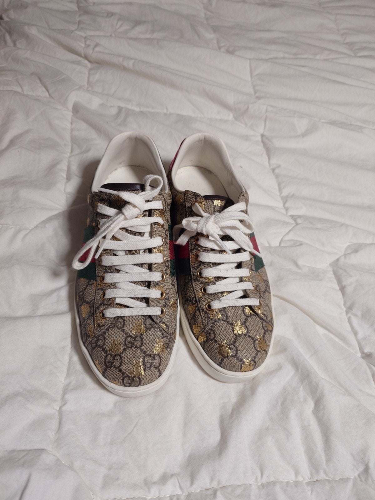 Gucci Ace Sneakers met GG Supreme en Bijenprint - Maat 39, Bruin, Verzenden, Gedragen, Gucci