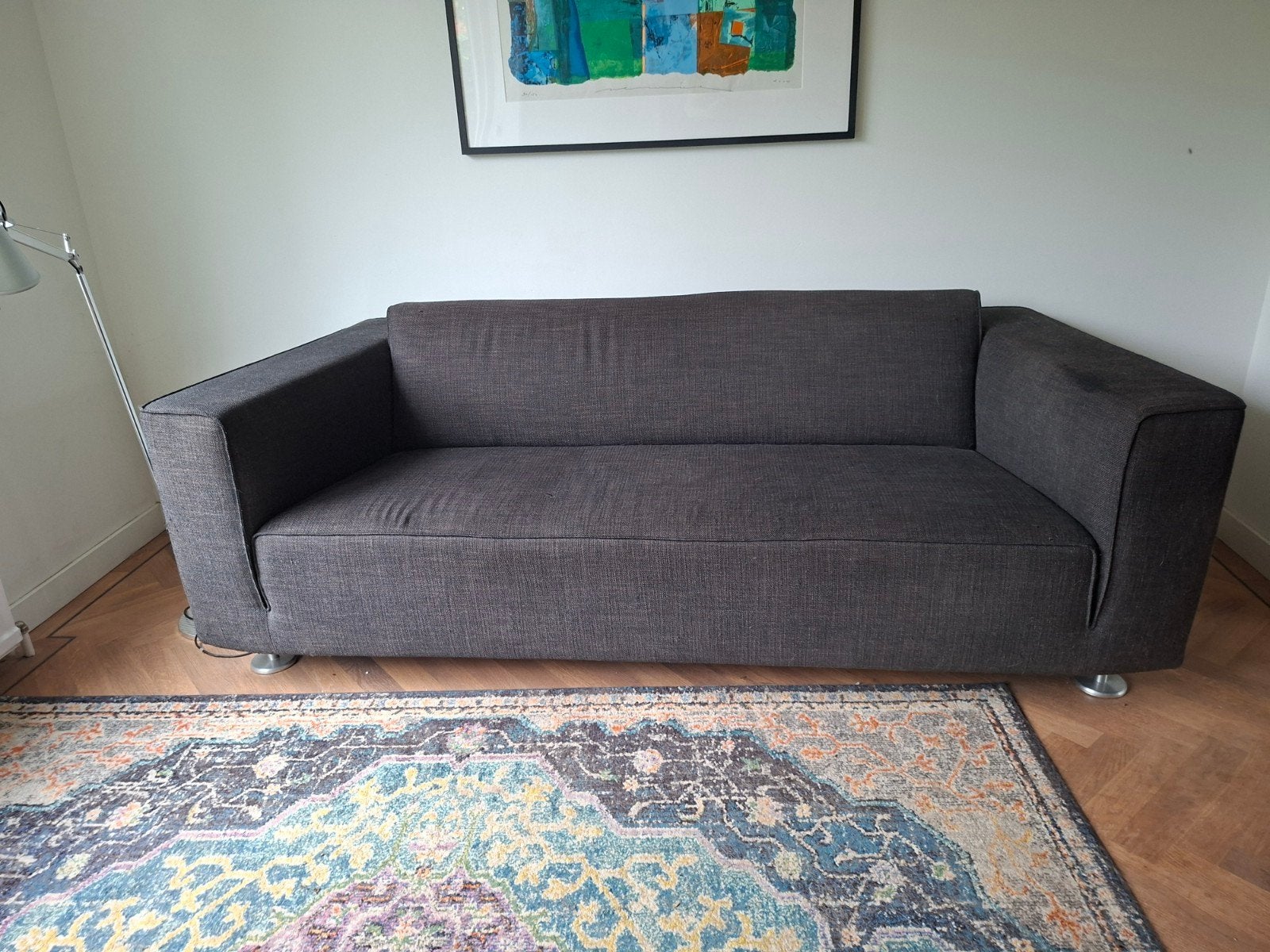 Design on stock bank Blizz antraciet, Ophalen, Gebruikt, Driepersoons, 75 tot 100 cm