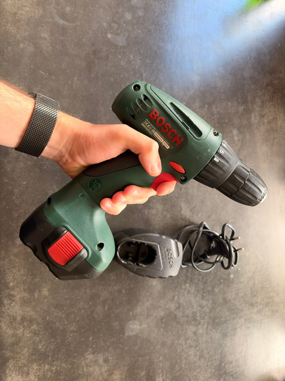Bosch PSR 1200 Accuboorhamer Accuboormachine Oplader & Accu, Ophalen of Verzenden, Gebruikt, Boor- en Schroefmachine, Variabele snelheid