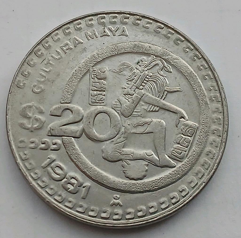 20 Pesos 1981 Mexico Oude Munt Cultura Maya Meso Amerika, Ophalen of Verzenden, Overige landen