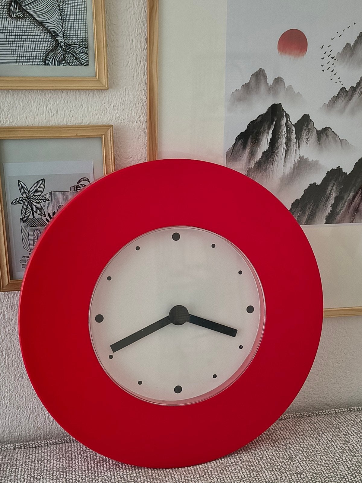 Vintage Design Ikea klok rood  Tajma k. Hagberg, Ophalen of Verzenden, Zo goed als nieuw