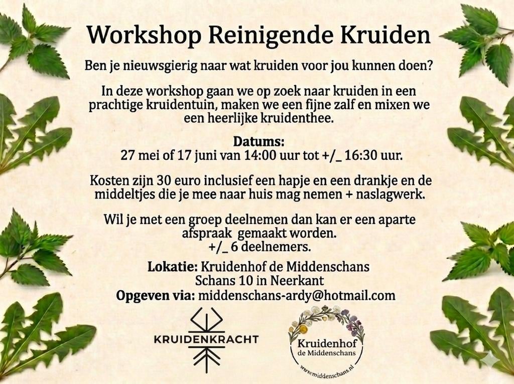 Workshop Reinigende Kruiden, Ophalen