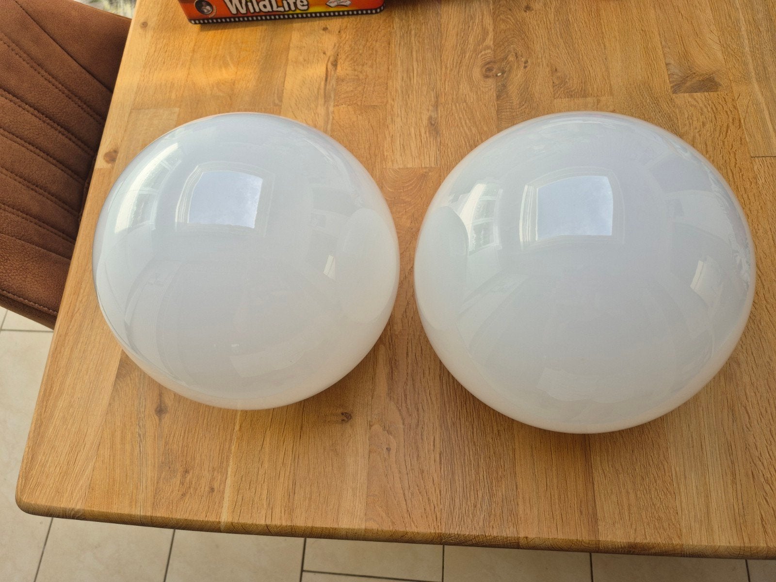 2 witte glasbollen lampen van ikea, Ophalen, Zo goed als nieuw, Glas