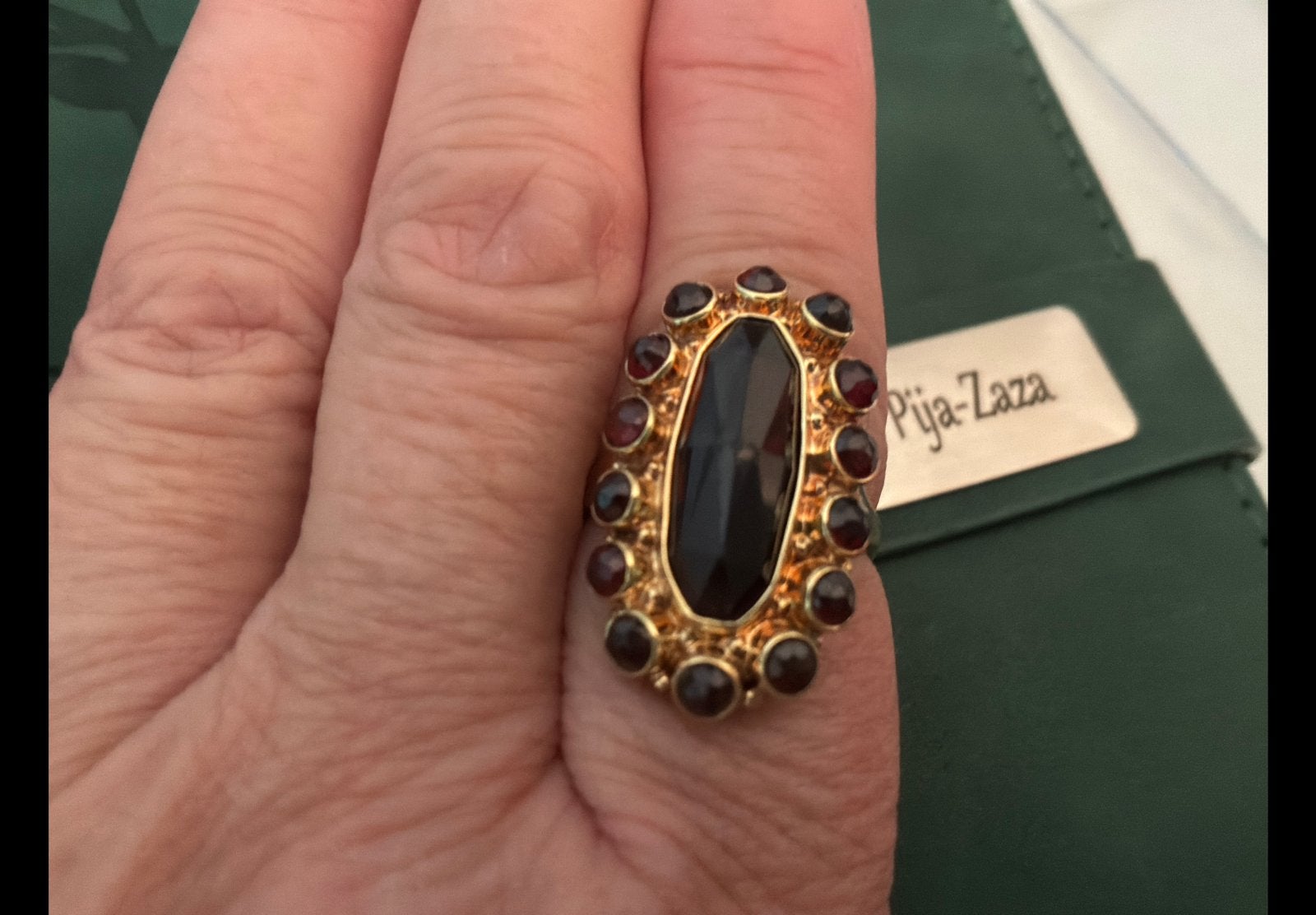 Prachtige antieke gouden ring Entourage Granaat 14 k goud, Sieraden, Tassen en Uiterlijk, Ringen, Verzenden, Zo goed als nieuw